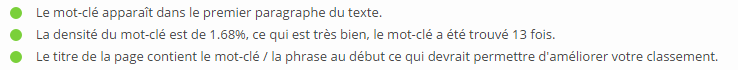 Définition de l'Indice densité mots clés