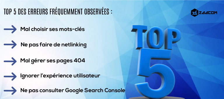 top 5 des erreurs fréquemment observées en seo